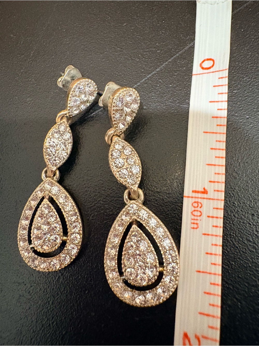 Claire's Silver Crystal Teardrop Dangle Earrings